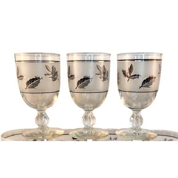Libbey Frosted Silver Leaves Goblets Mint Condition Set Of 6 Vintage - Picture 13 of 13